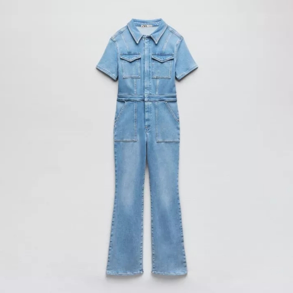 NWT ZARA x GOOD AMERICAN ZW DENIM SCULPTING JUMPSUIT, size 2 - Picture 1 of 11